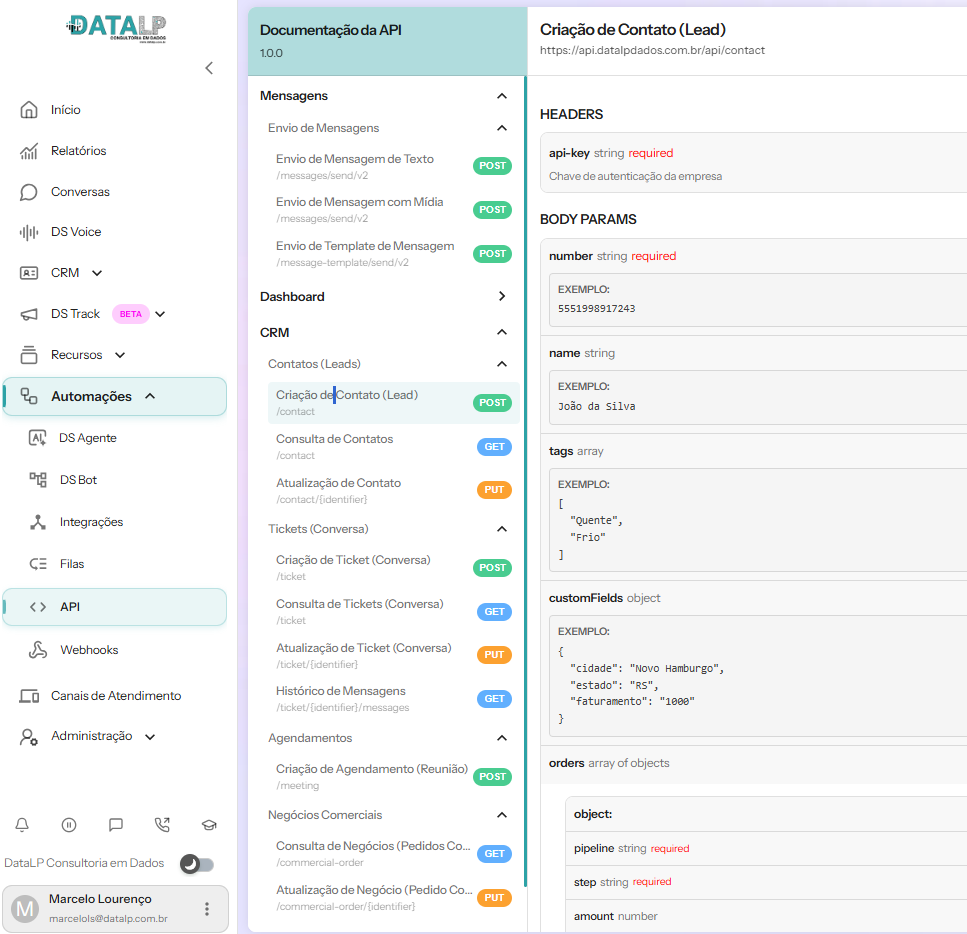 Atendimento por IA no CRM DataLP